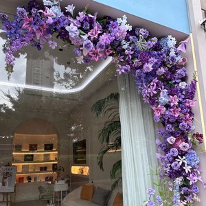 Fleurs artificielles violettes en soie Pingping pour décorations de plafond de mariage, arrangements d'allée et accessoires de scène d'hôtel - Product Image 4