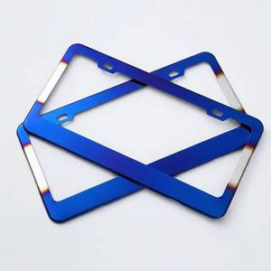 Marco de matrícula de acero inoxidable azul iridiscente con especificaciones de EE. UU., personalización popular de placas de matrícula - Product Image 1