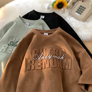 Tùy chỉnh Heavyweight yếu tố cần thiết người đàn ông Áo Thun quá khổ axit rửa Mens Đồng bằng cổ điển 3D dập nổi bông <span class=keywords><strong>TEE</strong></span> t Áo sơ mi - Product Image 3