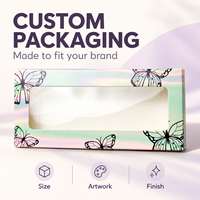 Boîte en papier personnalisée pour cils, avec fenêtre transparente, emballage coloré pour faux cils, pour cosmétiques, vente en gros