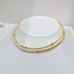 wholesale plata 925 silver Rhodium Plated Pearl Chain bracelet summer Geometric vintage zircon layered <b>charm</b> bracelets for girls - Product Image 2