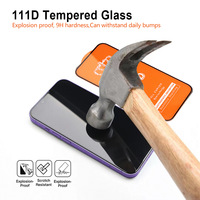 Protection d'écran en verre trempé HD double résistance avec colle intégrale anti-traces de doigts pour iPhone 17 Pro Max 111D, compatible iPhone 16 15 14 13