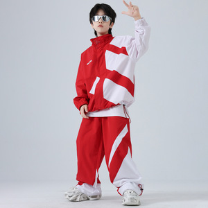 Uniformes para Actuaciones en la Ceremonia <span class=keywords><strong>de</strong></span> Apertura <span class=keywords><strong>de</strong></span> Eventos Deportivos, Ropa Moderna para <span class=keywords><strong>Baile</strong></span> Callejero <span class=keywords><strong>Infantil</strong></span>, Estilo Hip-Hop y Jazz Rojo - Product Image 4