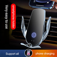 Chargeur de voiture sans fil PD 15W, support de téléphone de voiture à serrage automatique, capteur infrarouge pour iPhone Samsung Navigation