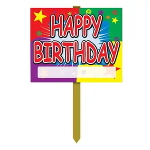 Cartello da 18 pollici Happy Birthday Yard Sign con palo segni esterni lettera formato personalizzato plastica ondulata foglio vuoto segni Yard board