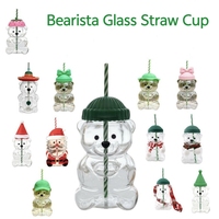 Bouteille d'eau en verre en forme d'ours de 600 ml, tasse à double paroi isolée, tasse à café en borosilicate durable pour boissons chaudes et froides, cadeau idéal
