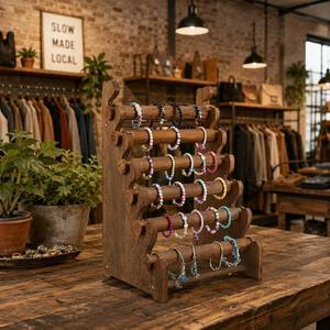 Expositor de Pulseras de Seis Niveles, Soporte de Madera para Brazaletes, Organizador de Joyas para Tienda, Hogar o Ferias Comerciales - Product Image 1