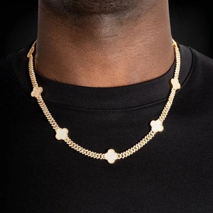 Collar de Cadena Cubana con Trébol de Diamantes Moissanite VVS de Plata 925 de Primera Calidad para Hombre, Disponible a un Precio Accesible - Product Image 2