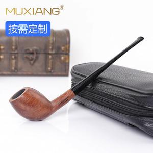 Muxiang Wooden Smoking Pipe Bent Type Solid Rosewood Long Handle Customizable Gift - Product Image 1