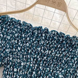 Gaun Chiffon Musim Panas Model Off-shoulder, Tanpa Lengan, Pinggang Ramping, High Waist, A-line, Elegan, Motif Bunga, Model Swing, Panjang, Grosir - Product Image 4