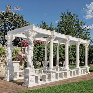 TREVIヨーロッパスタイルの豪華でエレガントな天然白大理石長方形の回廊ガゼボギリシャ女性像 - Product Image 2