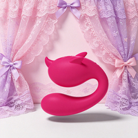 Vibrateur stimulateur clitoridien et point G double tête style petit requin, télécommande via application, 10 fréquences