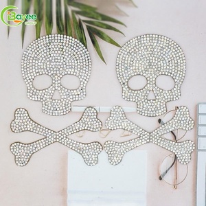 Parches Bordados de Calavera de Alta Densidad con Pedrería Termoadhesiva para Ropa, ¡Gran Venta! - Product Image 4