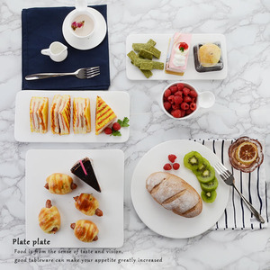 Assiette de service de style moderne Vaisselle de cuisson plate en céramique Assiette rectangulaire carrée pour fête pour sushi Cuisine occidentale par - Product Image 1
