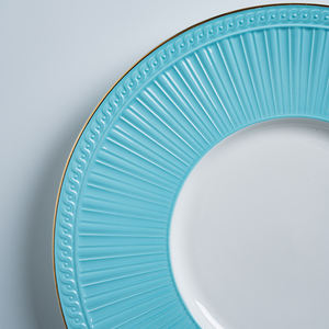 Juego de Vajilla de Porcelana Fina Azul Claro Estilo Moderno P&T, con Borde Dorado, para Banquetes de Hotel 5 <span class=keywords><strong>Estrellas</strong></span> - Product Image 4