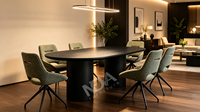 Table à manger extensible ronde ovale moderne de luxe, collection de meubles de salle à manger, plusieurs designs pour la maison, le restaurant, la villa, l'hôtel