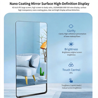 Espejo Inteligente para Fitness de 43 Pulgadas con Soporte de Piso, Pantalla Táctil Capacitiva Full HD, Construcción de Metal y Vidrio LCD, Ligero, para Yoga