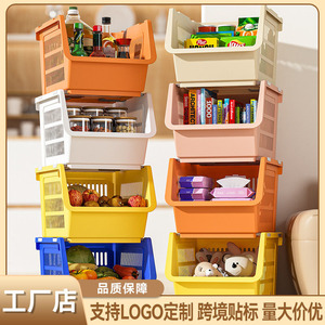 Panier de rangement empilable en plastique avec système de fixation par clip pour l'organisation de la cuisine et de la salle de bain - Product Image 5