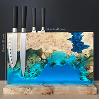 Porte-couteau magnétique en bois de ronce époxy bloc de couteaux magnétique présentoir de couteaux pour comptoir organisateur de cuisine maison directe