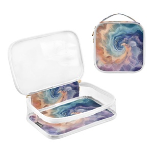 Custom TieDye Transparent Waterproof <b>Small</b> Clear Makeup Bag 2-pack Sets Transparent Clear PVC Zipper Closure Travel Toiletry Bag - Product Image 2