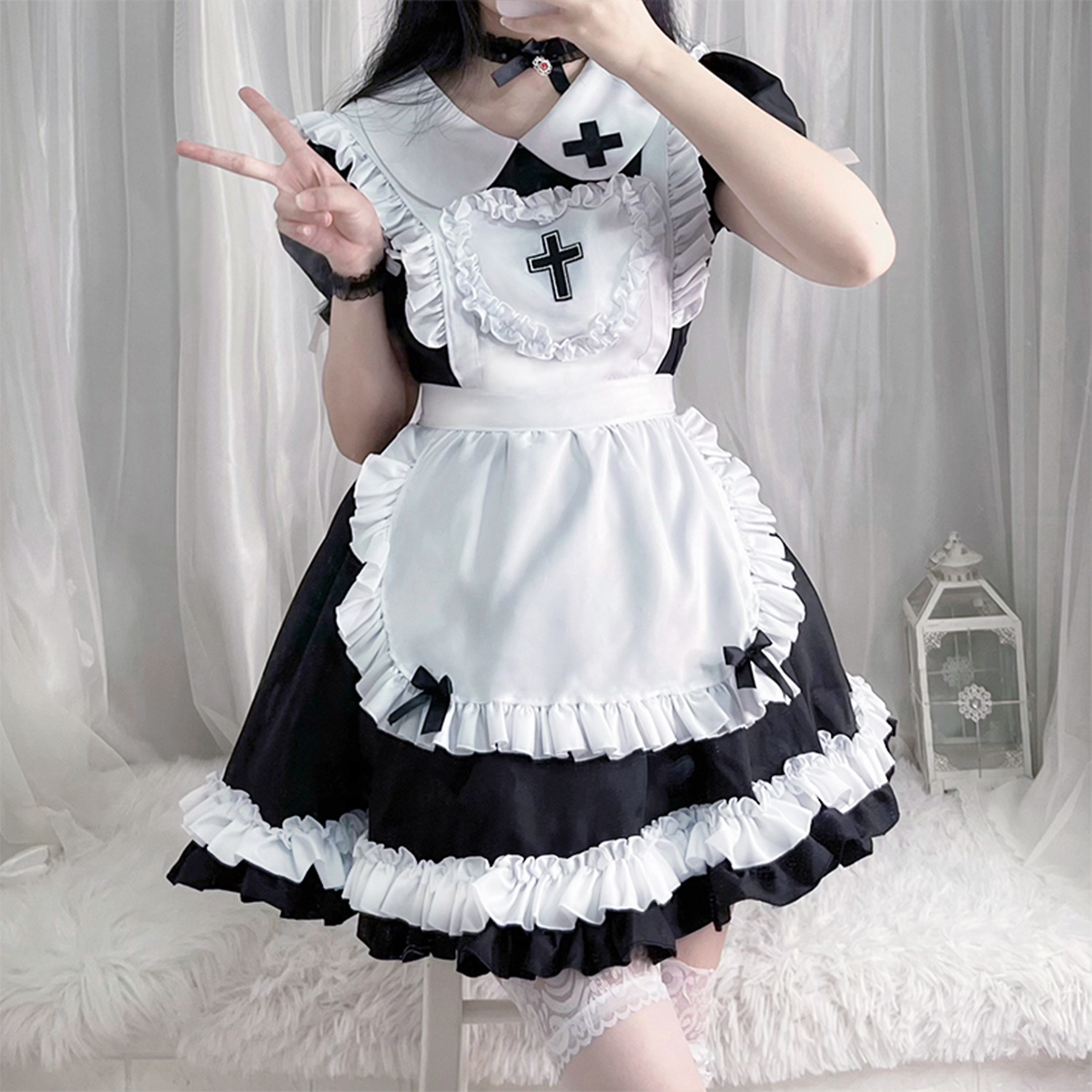 Black [skirt, apron, neckband, handband, legband, headdress]