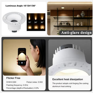 Foco <span class=keywords><strong>LED</strong></span> Empotrable de Techo de 75 mm y 12 W, con Marco de Aluminio Blanco Ajustable Antideslumbrante, Desmontable, Regulable, en Oferta - Product Image 2