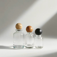 Flacon de parfum cylindrique moderne en verre avec couvercle en bois, 30ml, 50ml, 100ml, avec capuchon pulvérisateur et diffuseur à bâtonnets, emballage de luxe, vente en gros