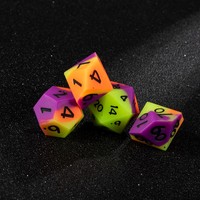 Ensemble de 7 dés polyédriques en silicone phosphorescents, orange néon, violet, jaune, finition mate, pour DND et jeux de table