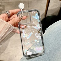Coque de téléphone 3-en-1 papillon coloré pour iPhone 17 Air 16 13 11 15 14 12 11 Pro Max, en TPU souple et acrylique transparent