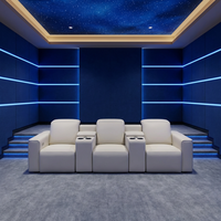 Fauteuils de cinéma électriques en cuir moderne de première classe, combinaison de sièges inclinables crème pour salon
