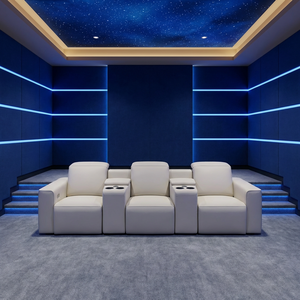 Fauteuils de cinéma électriques en cuir moderne de <span class=keywords><strong>première</strong></span> classe, combinaison de sièges inclinables crème pour salon - Product Image 1