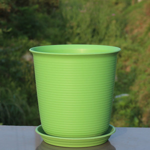 Pots de fleurs en plastique émaillé épaissi, <span class=keywords><strong>grande</strong></span> <span class=keywords><strong>taille</strong></span>, ronds, pour la maison et le jardin, avec plateau, durables - Product Image 5
