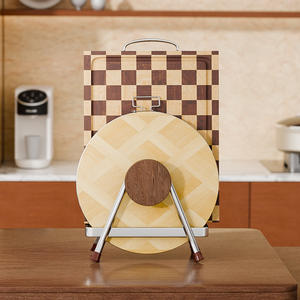 Soporte para Tabla de Cortar de Acero Inoxidable con Base de Madera Antideslizante, Estante de Almacenamiento de Cocina, Forma Rectangular, Estante para Mesa - Product Image 4