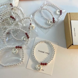 Bracelet en argent pur 999 avec pendentif paix et breloque cinabre, cordon élastique, bijoux de style chinois pour femme, usage quotidien - Product Image 4