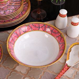 Juego de Vajilla de Porcelana de Lujo Rosa Palacio de Europa Occidental, 58 Piezas, Decoración para el Hogar, Promocional - Product Image 4