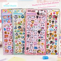 Hojas de Pegatinas de Cristal con Mini Animales Kawaii, Paquete de Colores Pastel, Pegatinas de Gatos, Perros, Autos, Estrellas, Corazones y Dómes, para Niños, Álbumes de Recortes y Manualidades
