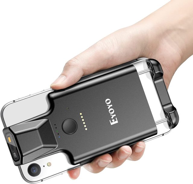 Eyoyo COMS Wireless Barcode Scanner Rugged,Phone Back Clip 2D Barcode Scanner, 1600mAh Built-in Battery Logistic Barcode Scanner
