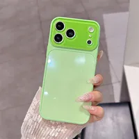 Coque en verre trempé brillant pour iPhone 17 16 15 14 Pro Max avec protection de l'objectif scintillante et antichoc