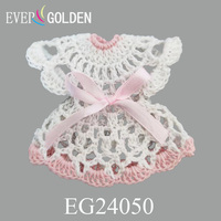 Mini-robe en crochet 100 % coton, 7,5x7,5 cm, mignonne, pour baby shower, cadeau fait main pour cartes de vœux de mariage