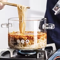 Casserole marmite ménage Double oreille pot en verre avec couvercle épaissi pot de nouilles instantanées verre à haute teneur en borosilicate verre à soupe