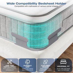 <b>Bed</b> <b>Sheet</b> Holder with Lock Straps Heavy Duty Corner Fitted Bedsheet Fasteners with Strips for Most Mattress No More Loose <b>Sheets</b> - Product Image 2