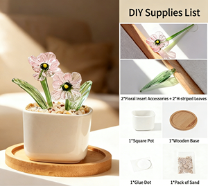 Décoration de bureau, artisanat <span class=keywords><strong>en</strong></span> verre fait main, ornements, plantes succulentes dans des pots <span class=keywords><strong>en</strong></span> verre, plantes vertes, cadeaux floraux pour la fête des mères, décembre - Product Image 3