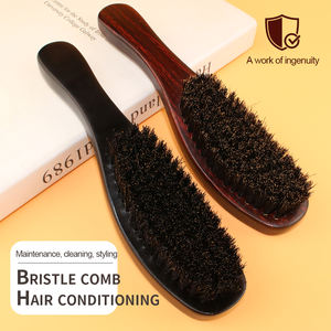 Fabrika toptan özel ahşap saplı yumuşak orta sert domuzu kıl sakal saç fırçası 360 dalga fırça - Product Image 4