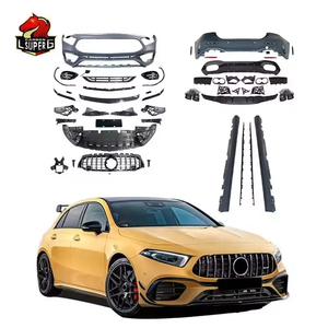 Kit de Carrocerí<span class=keywords><strong>a</strong></span> A45 para <span class=keywords><strong>Mercedes</strong></span> <span class=keywords><strong>Benz</strong></span> <span class=keywords><strong>Clase</strong></span> <span class=keywords><strong>A</strong></span> W177 Hatchback Sedán Facelift, Parachoques Delantero y Trasero, Difusor, Rejilla, Escape, Faldones Laterales - Product Image 1