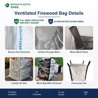 Sac en filet pour bois de chauffage, vente en gros, 2000 kg, ventilé, sac FIBC jumbo, robuste, traité anti-UV, réutilisable, pour approvisionnement en vrac, Saco Lena