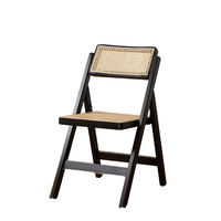Chaise de salle à manger pliante MULIGNA élégante en rotin et bois massif, chaise K avec dossier en rotin, meuble de salle à manger gain de place pour la maison