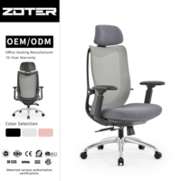 Chaise de bureau ergonomique moderne ZOTER en maille avec appui-tête réglable, support lombaire pivotant, garantie 10 ans pour le bureau à domicile