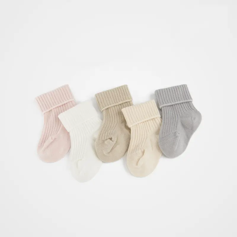 2023 primavera Turn Cuff Toddler Slouch Sock calzini di bambù per bambini a coste