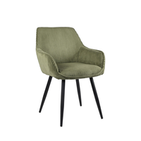Chaises de cuisine modernes Chaises d'accoudoir rembourrées en tissu velours côtelé vert pour la cuisine Salle à manger