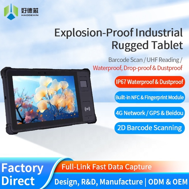 New Design 8'' PDA Android Rugged Handheld Industrial Tablets IP67 Industrial Tablet PC Support NFC Fingerprint QR Scanner